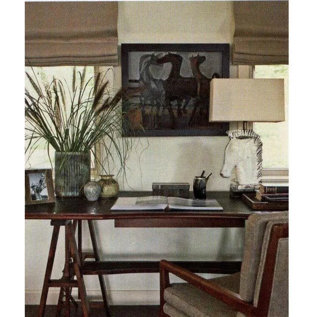 Medium Dark Walnut Architect Adjustable Desk With Black or Brown Leather Insets For Sale - Image 10 of 12