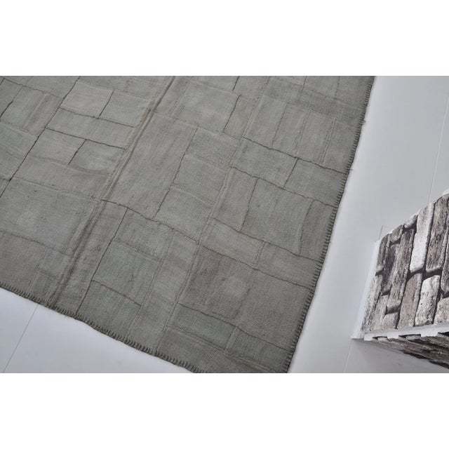 Turkish Vintage Oushak Grey Hemp Rug For Sale - Image 3 of 10