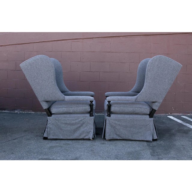 Traditional Pair of Wingback Chairs For Sale - Image 3 of 10