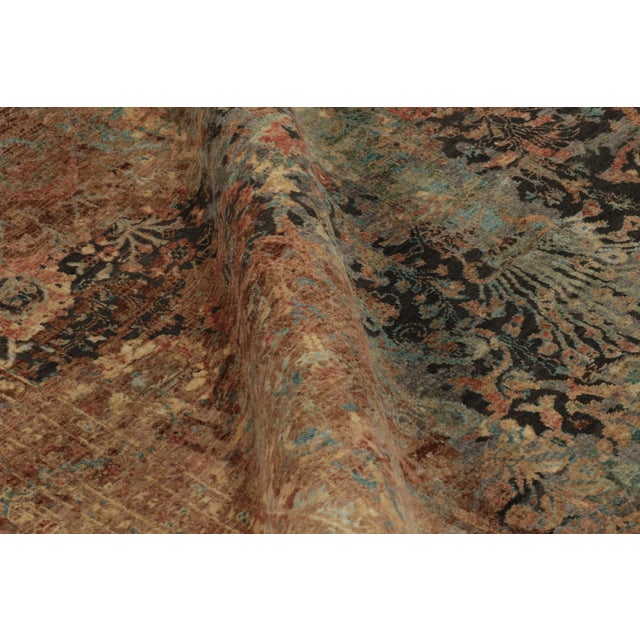 Textile Rug & Kilim’s Modern Persian Inspired Rug in Rust, Black and Green Floral Pattern For Sale - Image 7 of 8