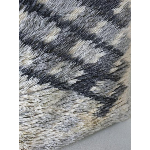 Mid-Century Gray Wool Rya Rug, Sweden, 1960s For Sale - Image 4 of 8