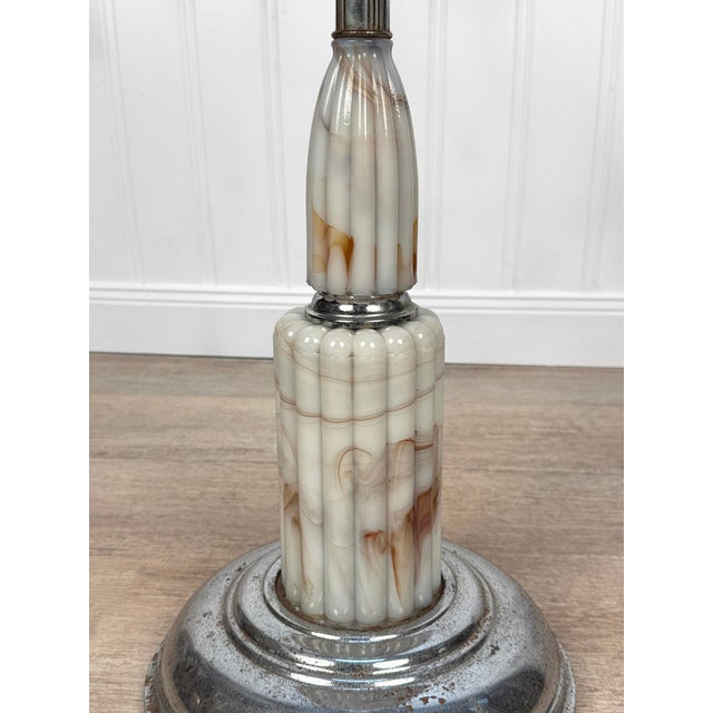Vintage Art Deco Slag Glass & Chrome Illuminated Cigar Ashtray Stand For Sale - Image 9 of 10