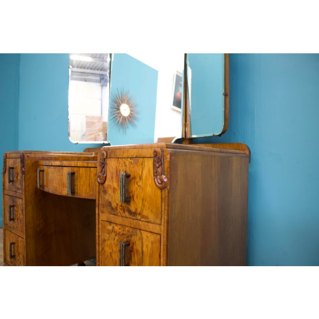 Art Deco Walnut and Walnut Veneer Dressing Table, 1930s For Sale - Image 6 of 12
