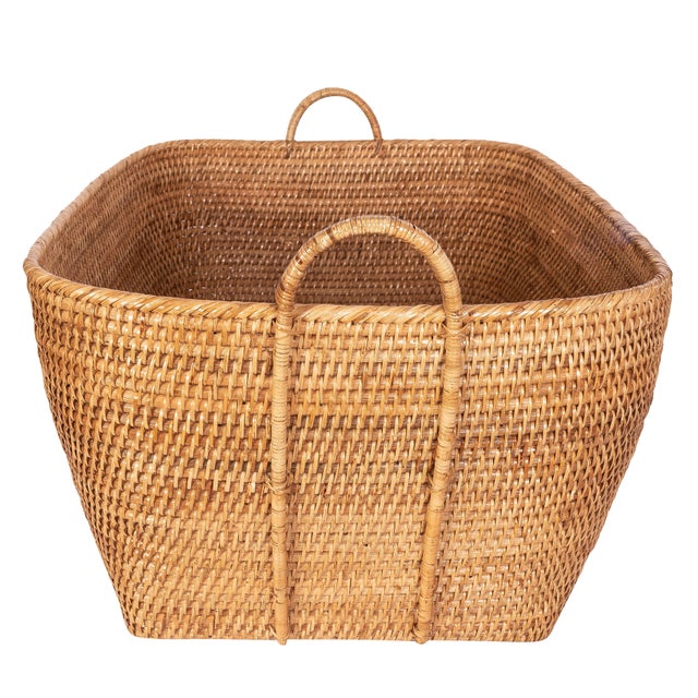 2020s Artifacts Saboga Home Everything Basket with Hoop Handles in Honey Brown - 31" For Sale - Image 5 of 9