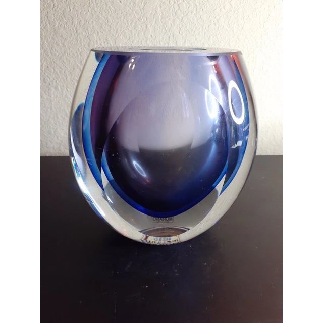 Vintage Murano Italy Thick Sommerso Art Glass Decorative Vase For Sale - Image 4 of 7