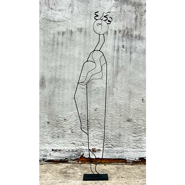 Vintage Post Modern Wrought Iron Sculpture of Woman For Sale - Image 9 of 9