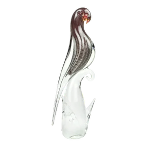 Mid 20th Century Hand Blown Italian Murano Parrot Fumato Art Glass Sculpture
