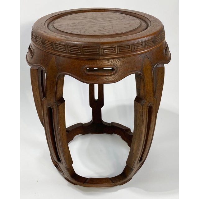 Mid 20th Century Vintage Asian Carved Wood Garden Stool For Sale - Image 5 of 11