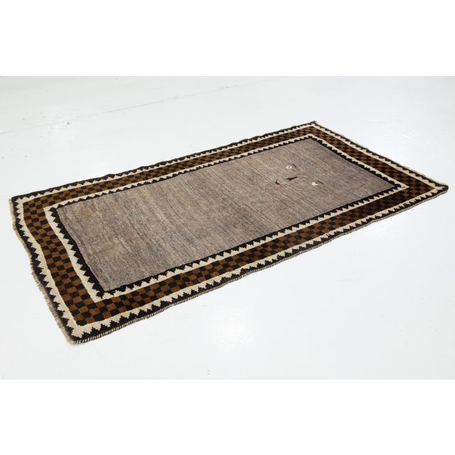 Persian Modern Persian Gabbeh Designed Wool Rug in Light Brown For Sale - Image 3 of 9