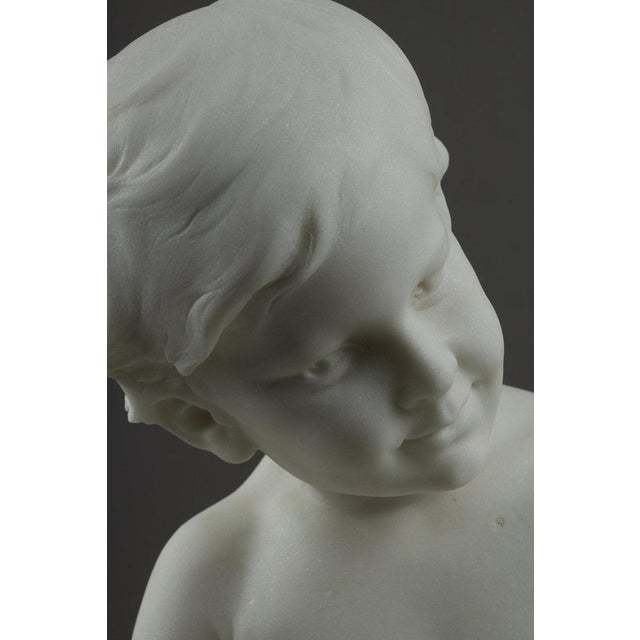 Louis Ernest Barrias, Little Musician, 1880, Carrara Marble For Sale - Image 14 of 18