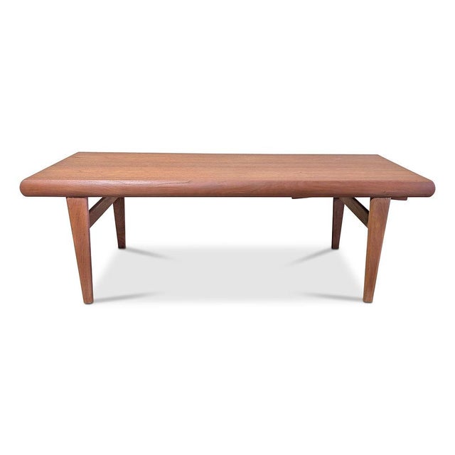 Brown 1950s Attributed to Johannes Andersen Teak Coffee Table w Hidden Side Table and Drawer - 102521 For Sale - Image 8 of 8