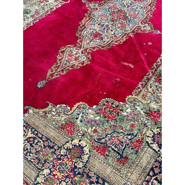 Large Mid-Century Distressed Kirman Rug, 1950s For Sale - Image 4 of 18