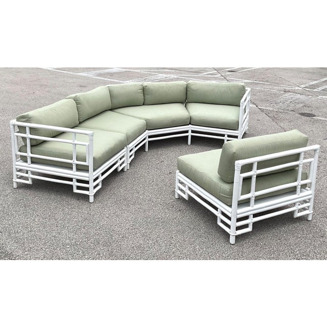Vintage Rattan and Fabric Sectional Sofa After Ficks Reed For Sale - Image 13 of 18