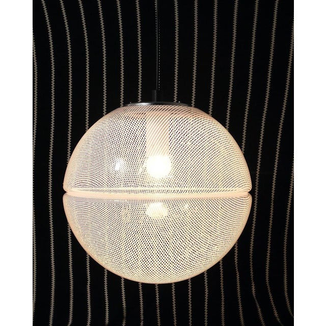 Postmodern Striped Op-Art Globe Pendant Lamp by Guzzini attributed to Meblo, 1970s For Sale - Image 10 of 18