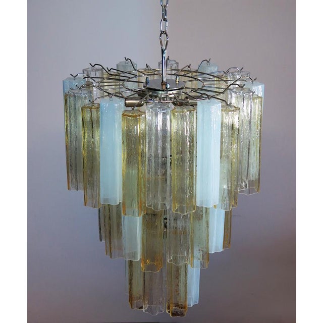 Large Three-Tier Murano Glass Tube Chandeliers, 1980s, Set of 2 For Sale - Image 6 of 12