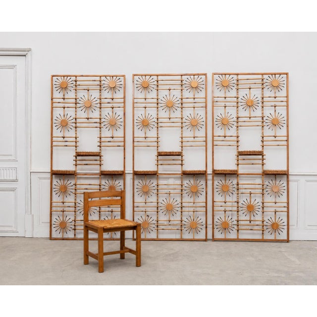 Vintage Rattan Screen with Sunburst, 1950s For Sale - Image 13 of 13