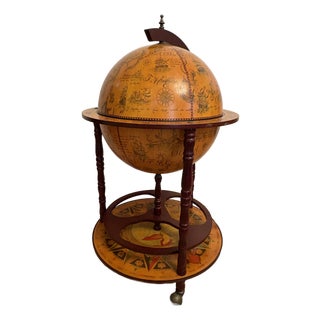 Vintage Globe Liquor Cart on Wheels For Sale