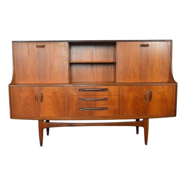Tall G Plan Fresco Credenza With Bar in Teak For Sale