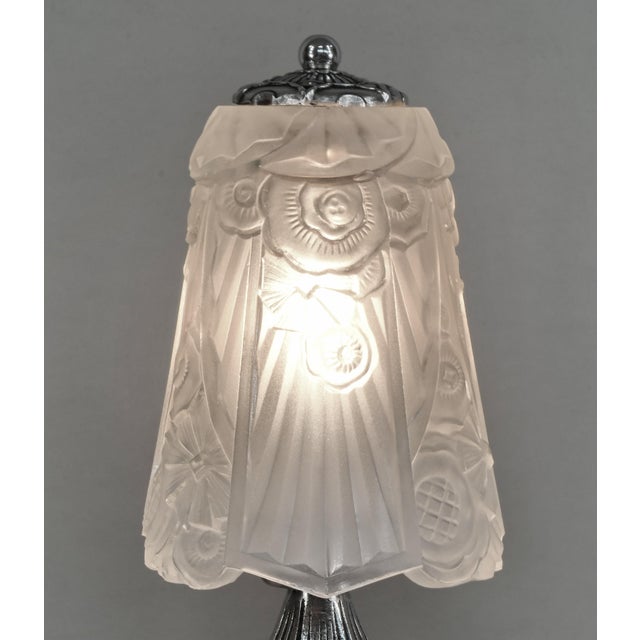 French Art Deco Lamp by Ejg Jean Gauthier 1930s France - A Pair For Sale - Image 12 of 14