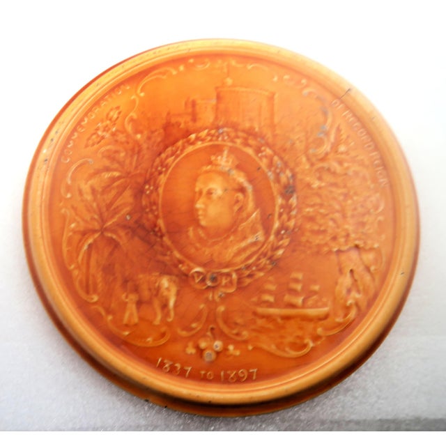 19th Century Minton Queen Victoria Golden Jubilee Tile or Trivet For Sale - Image 10 of 11