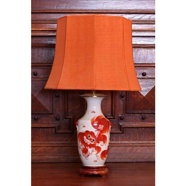 The lamp is made from an old porcelain vase on a pedestal. Hand-painted and decorated with calligraphy. Functional. In...