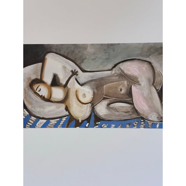 Pablo Picasso's Reclining Nude on Blue Carpet. Abstract portrait. Nu allongé sur tapis bleu. Original published lithograph...