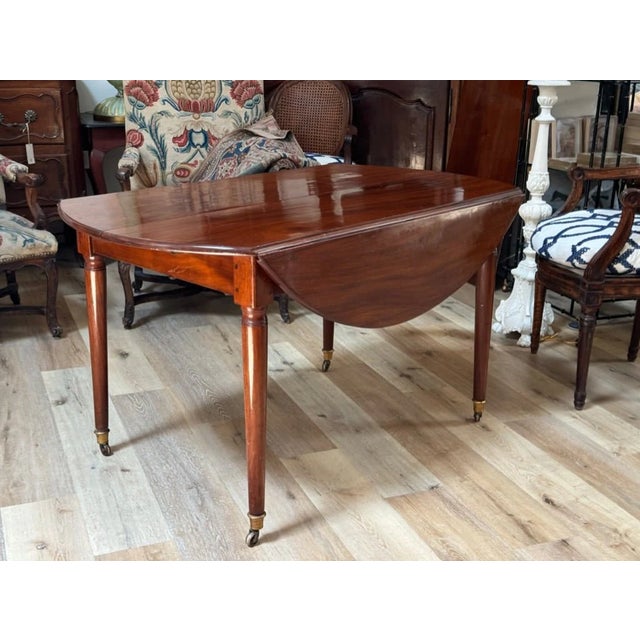 French Directoire Mahogany Breakfast or Small Dining Table, Circa 1800, 71" Total Length For Sale - Image 6 of 10