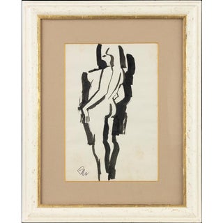 Remo Brindisi, Nude Figurative Composition, 1970s, Ink Drawing, Framed For Sale
