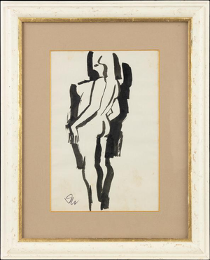 Remo Brindisi, Nude Figurative Composition, 1970s, Ink Drawing, Framed