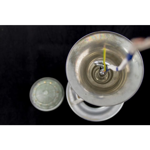 Art Deco French Chromed Brass and Glass Chandelier, 1930s For Sale - Image 13 of 16