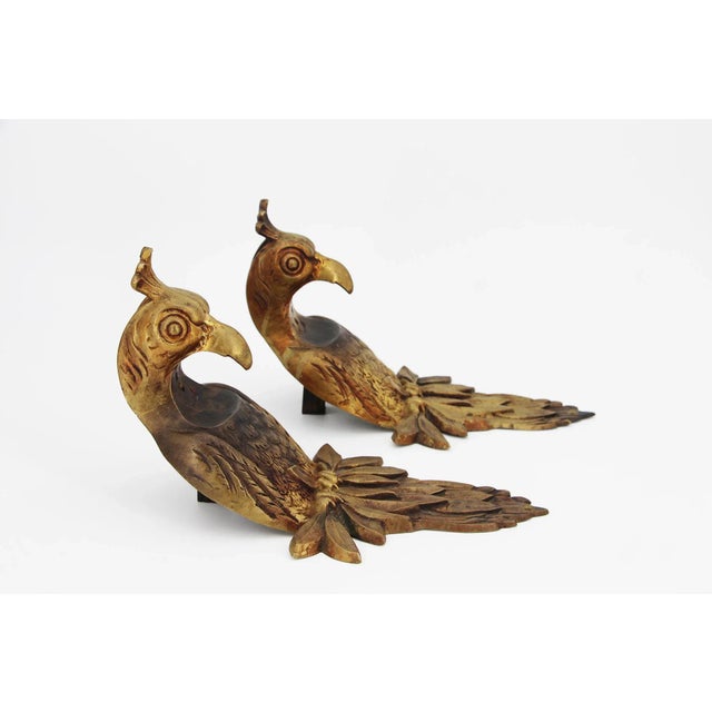 French Mid-Century Gilt Bronze Birds Drapery Rod Holders For Sale - Image 4 of 12
