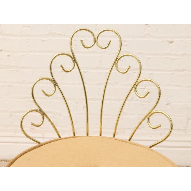 Vintage Brass Scrollwork Vanity Chair For Sale In Los Angeles - Image 6 of 9