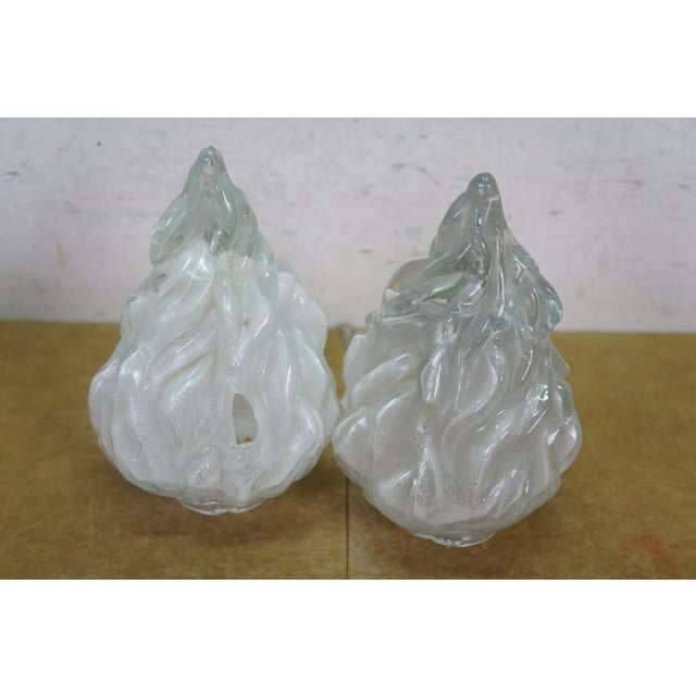 Antique French Empire Frosted Glass Flambe Flame Torch Lamp Chandelier Shades - Set of 3 For Sale - Image 15 of 15