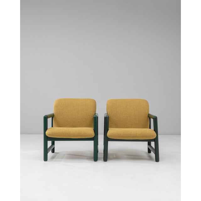 20th Century Czech Lounge Chairs With Green Frames and Yellow Upholstery - A Pair For Sale - Image 18 of 18