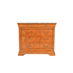 Thomasville French Louis Philippe Burl Wood Marble Top Four-Drawer Dresser Chest