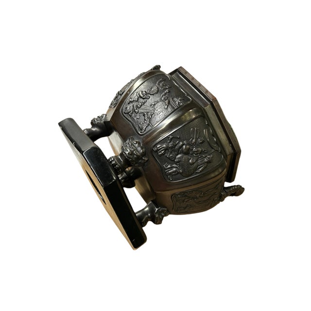Metal Vintage Bronze Metal Hexagonal Ding Shape Incense Burner Display Art For Sale - Image 7 of 12