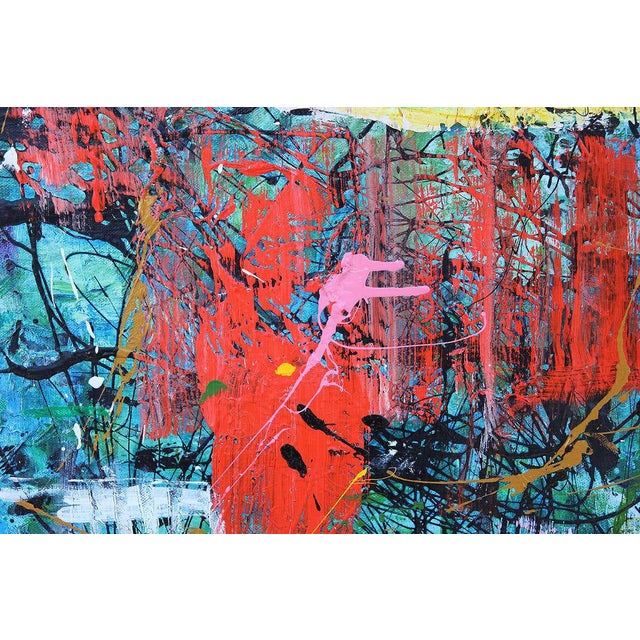 21st Century Contemporary Blue, Red, & Yellow Square Modern Abstract ...