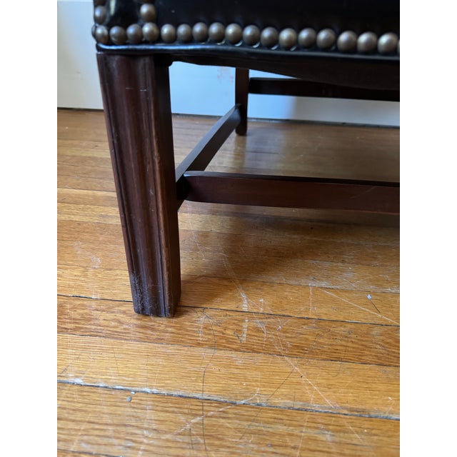 1950s Georgian Style Black Leather Wingback Chair For Sale - Image 12 of 12