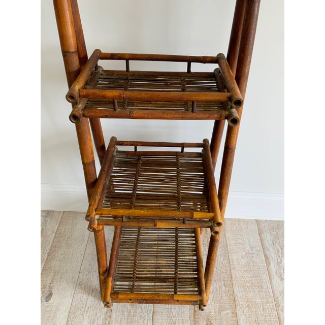 1960s 1960s Rustic Cottage-Style Folding Bamboo Etagere For Sale - Image 5 of 13
