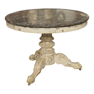 Early 19th Century Painted French Gueridon Center Table With Saint-Anne Marble For Sale