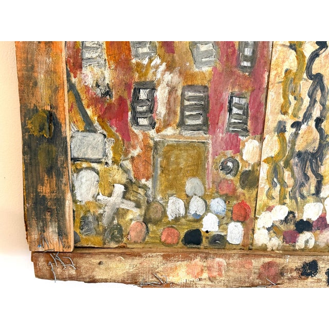 Purvis Young — Procession and Witness (Angels and Mourning), Mixed-Media Diptych For Sale - Image 13 of 18