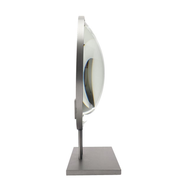 Glass Ground & Polished Convex Glass Lens Mounted on a Custom Stand For Sale - Image 7 of 8