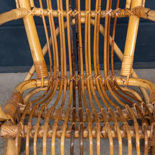 Vintage Italian Bamboo and Rattan Rocking Chair, 1960 For Sale - Image 11 of 18