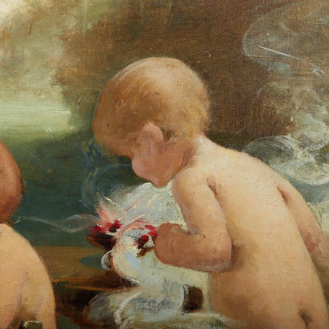 Georges Picard, Art Nouveau Spring Figurative Scene, Oil on Canvas, Framed For Sale - Image 6 of 11