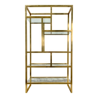 Midcentury Modern Brass Anodized Étagère in the Milo Baughman's Style. For Sale