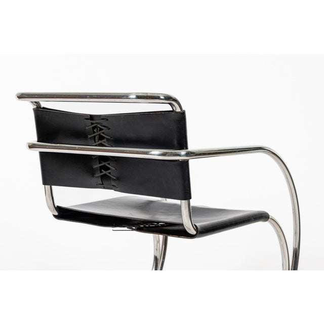 Bauhaus Mr20 Black Leather Arm Chairs by Mies Van Der Rohe for Knoll, 1979 For Sale - Image 12 of 13