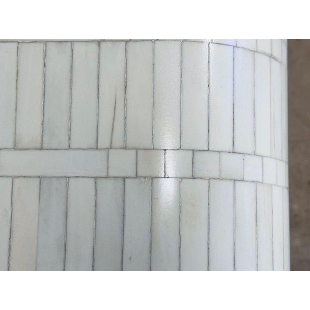 White Enrique Garcel Tessellated Bone Waterfall Side/End Table, 1970 For Sale - Image 8 of 8