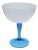 Mid-20th Century Empoli-Style Opaline Glass Compote With Hand Blown Blue Glass Stem and Foot For Sale