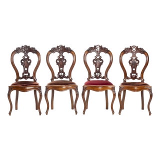19th Century Romantic Chairs in Rosewood, Set of 4 For Sale