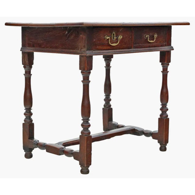 Wood Antique Oak Writing Table For Sale - Image 7 of 11